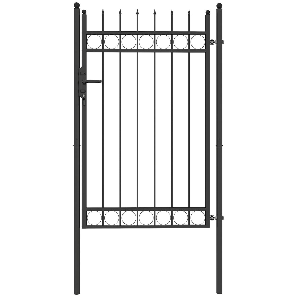 EasyComfort Cancello Giardino a 2 Paletti con Maniglia, Lucchetto e 3 Chiavi, in Acciaio Zincato, 105x204 cm, Nero