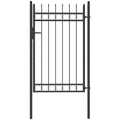 EasyComfort Cancello Giardino a 2 Paletti con Maniglia, Lucchetto e 3 Chiavi, in Acciaio Zincato, 105x204 cm, Nero