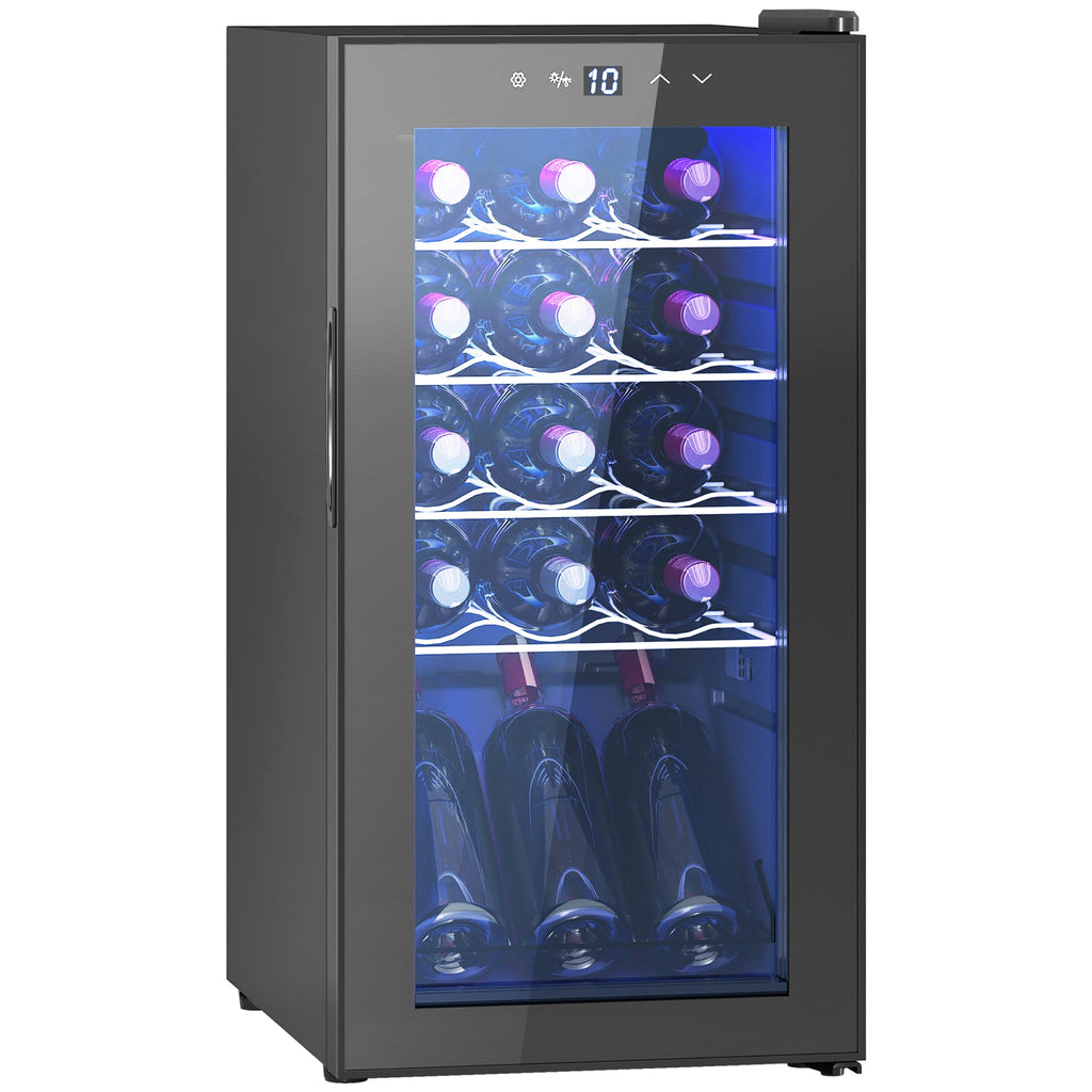 EasyComfort Cantinetta Vino Frigo per 15 Bottiglie, Capacità 44L, with Controllo Temperatura e Ripiani Regolabili, black