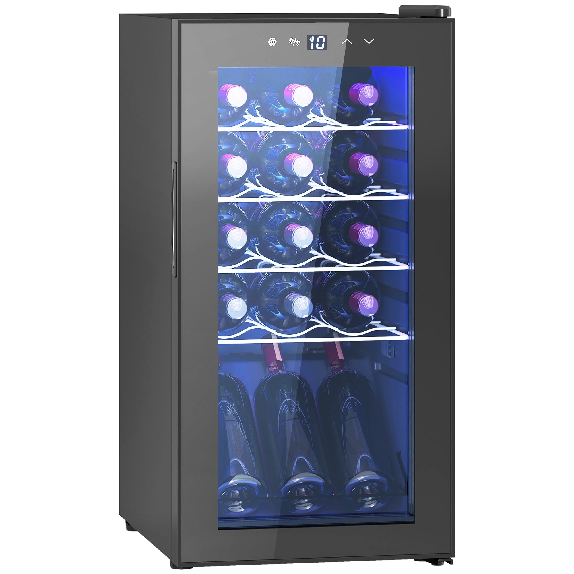 EasyComfort Cantinetta Vino Frigo per 15 Bottiglie, Capacità 44L, with Controllo Temperatura e Ripiani Regolabili, black