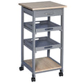 Easycomfort Carrello da Cucina with Cassetto, 2 Vassoi Estraibili e Ripiano Fisso, in Legno di Pino e MDF, 37x37x76 cm
