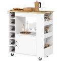 EasyComfort Carrello da Cucina with Ruote, Ripiani, Armadietto e Portabottiglie, 83x40x83 cm, Rovere