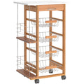 EasyComfort Keukentrolley bruin 1 lade 4 metalen manden