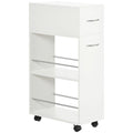 Easycomfort Carrello da Cucina in Truciolato e Acciaio Inox with 2 Ripiani Aperti, Cassetto Estraibile e Parapetti, 25x50x85 cm