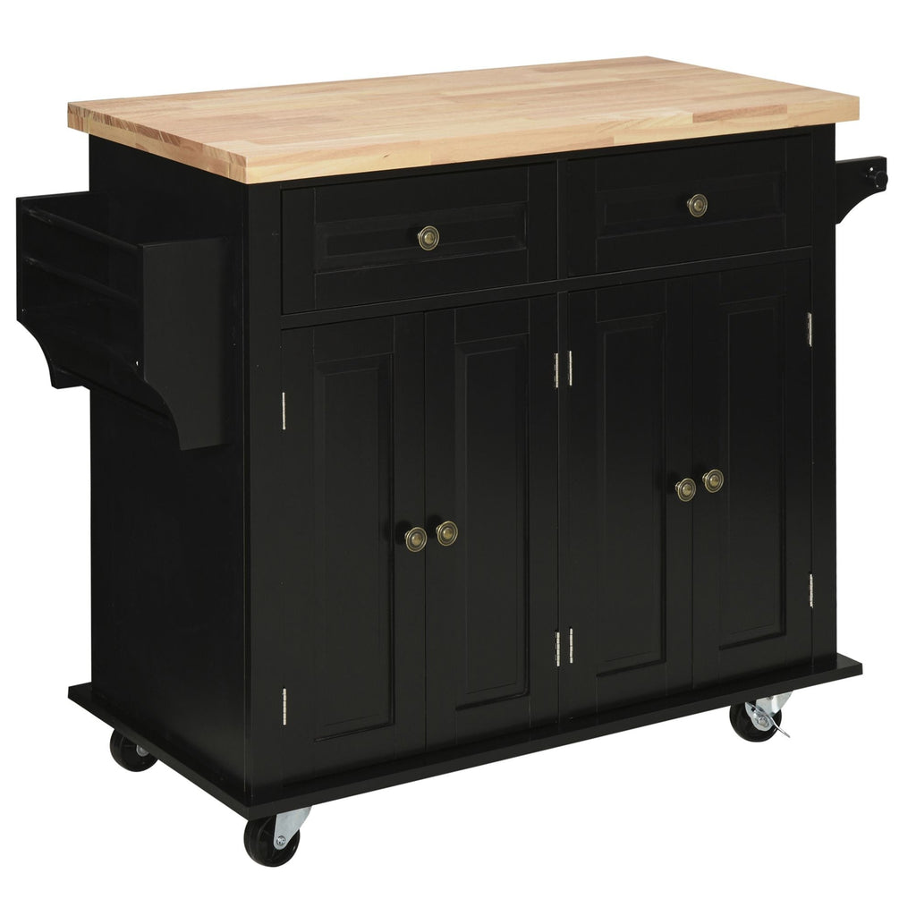 Easycomfort Carrello da Cucina Portavivande with Cassetti, Armadietti e Portaspezie, in Legno e MDF, 111x44.5x82.5 cm, black
