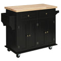 Easycomfort Carrello da Cucina Portavivande with Cassetti, Armadietti e Portaspezie, in Legno e MDF, 111x44.5x82.5 cm, black