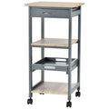 Easycomfort Carrello da Cucina Portavivande with Cassetto, 2 Ripiani e Vassoio Estraibile, 37x37x76cm, Grigio