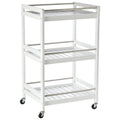 Easycomfort Carrello da Cucina Portavivande in Legno with 3 Ripiani e Ruote, 45x38x78cm, white