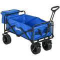 EasyComfort Carrello da Giardino 110L with Maniglia Telescopica e Borsa Termica da 15L in Acciaio e Tessuto, Blu