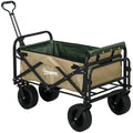 EasyComfort Carrello da Giardino 110L with Maniglia Telescopica e Fondo Apribile in Acciaio e Tessuto Oxford, Cachi