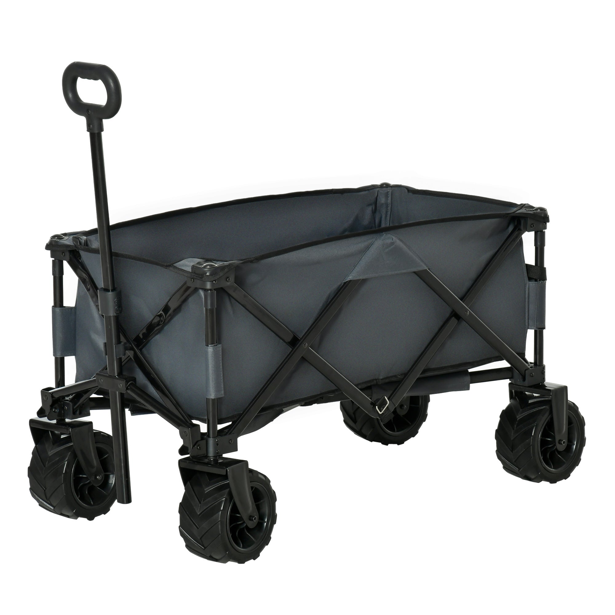 EasyComfort Carrello da Giardino Carico max 70kg with Maniglia Telescopica, in Metallo e Tessuto Oxford, 108x55 cm, Grigio