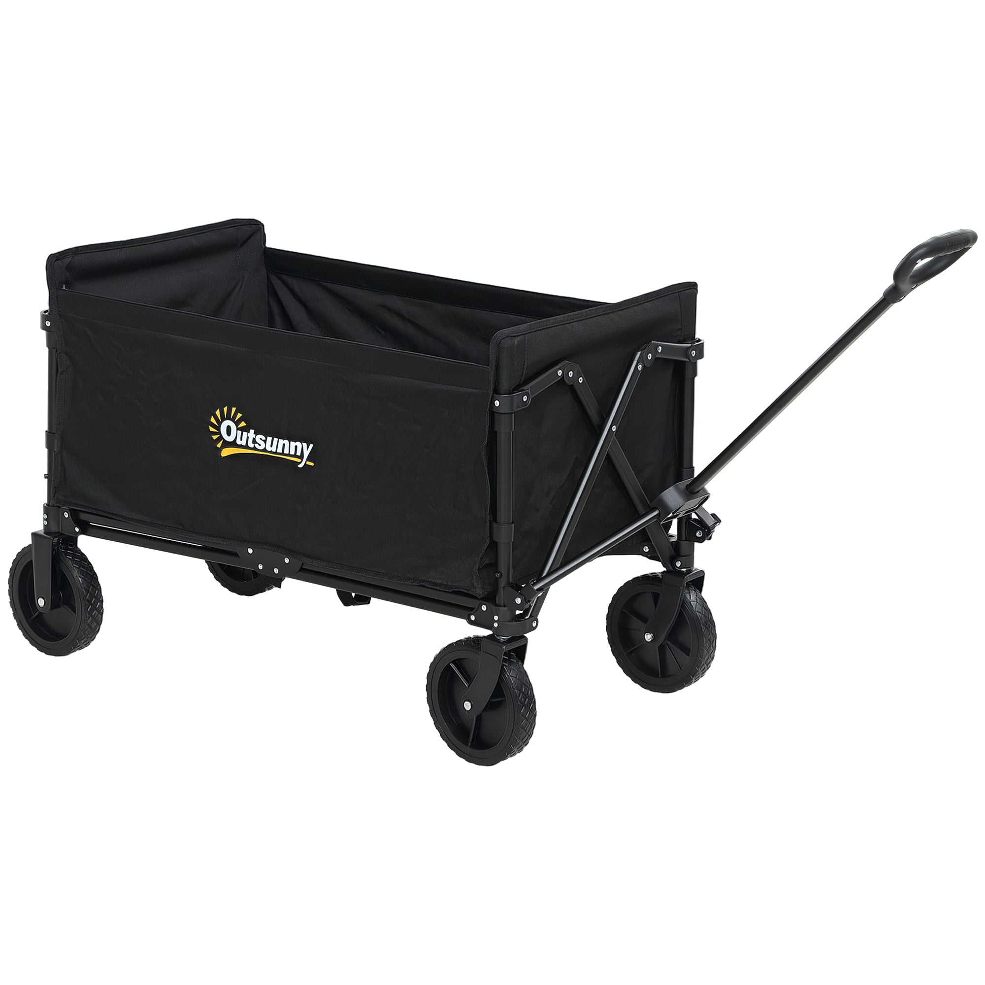 EasyComfort Carrello da Giardino da 120L Pieghevole with Pannello Apribile, in Acciaio e Poliestere, 90x48x62 cm, black