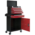EasyComfort Carrello Porta Attrezzi 5 Cassetti, Cassetta Rimovibile e Armadietto con Chiave in Acciaio, Rosso