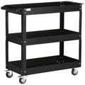 EasyComfort Carrello Porta Attrezzi a 3 Livelli in Acciaio con Bordi Alti e 4 Ruote Girevoli, 83x35.3x76 cm, Nero