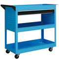 EasyComfort Carrello Porta Attrezzi con Manico Laterale, Cassetto e 3 Ripiani in Acciaio, 82x35x76 cm, Blu