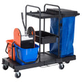 Easycomfort Carrello Pulizie Professionale a 3 Ripiani with Sacco per Immondizia, Ganci per Scopa, Secchio Lavapavimenti with Strizzatore per Mocio e 5 Ruote, per Hotel e Albergo, 111x63.3x103 cm, black
