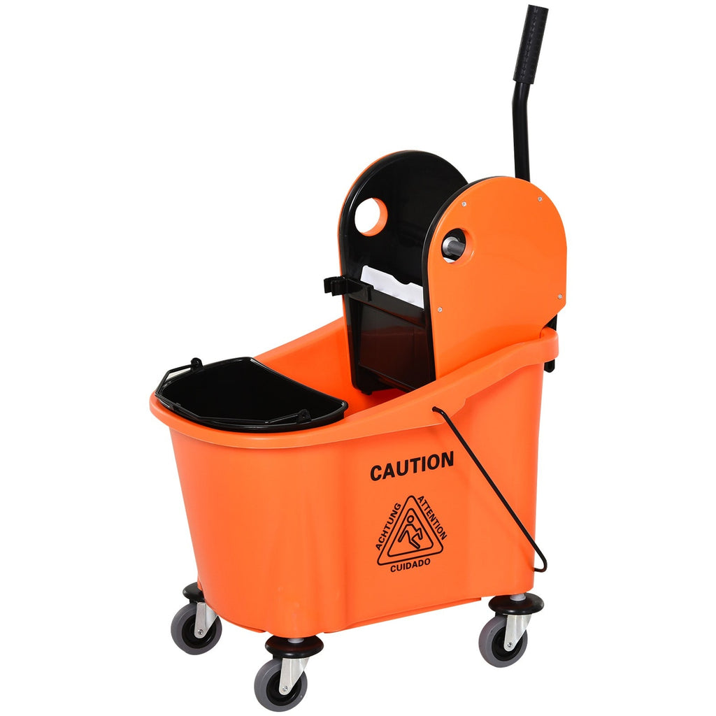 Easycomfort Carrello Secchio Lavapavimenti da 36L with Strizzatore Pressa Arancione
