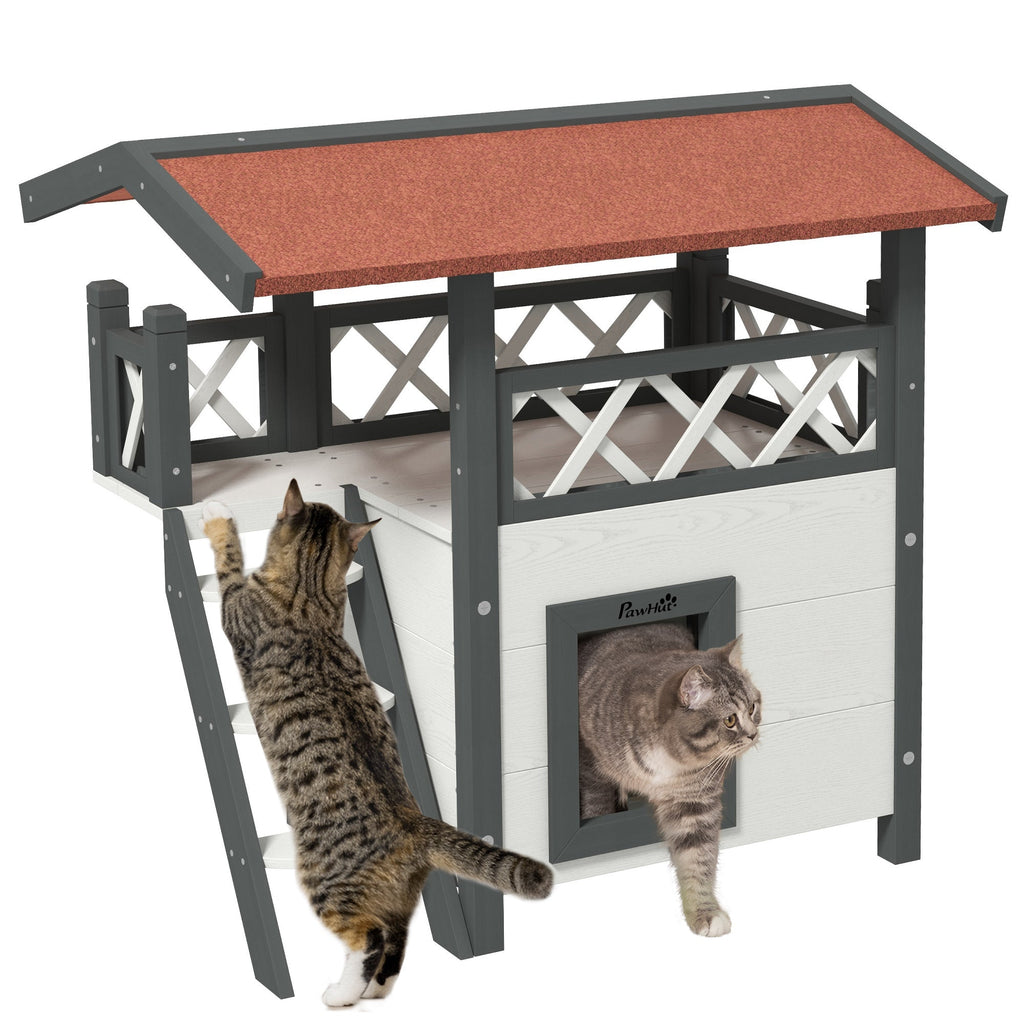 EasyComfort Kattenhuisje voor buiten met terras en trapje