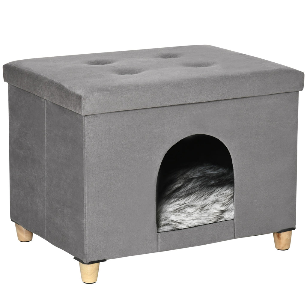 EasyComfort kattenhuis en poef grijs