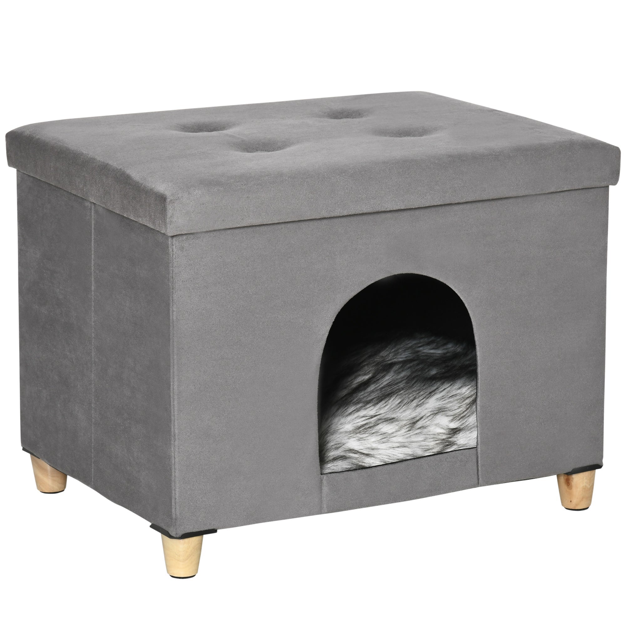EasyComfort kattenhuis en poef grijs