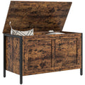 EasyComfort Cassapanca in Legno da 95L Stile Industriale with Coperchio e Cerniera di Sicurezza, 80x40x49cm, Marrone