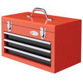 EasyComfort Cassetta Porta Attrezzi con 3 Cassetti e Vano Superiore in Acciaio con Maniglia, 45x24x27cm, Rosso