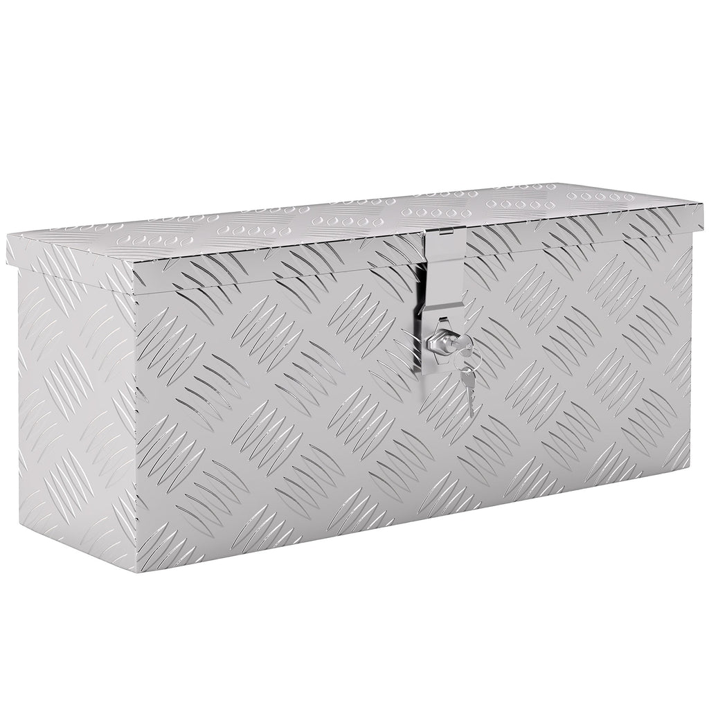 EasyComfort Cassetta Portautensili da 2 kg con Chiusura a Chiave, in Lamiera di Alluminio, 50x15.5x20.5 cm, Argento