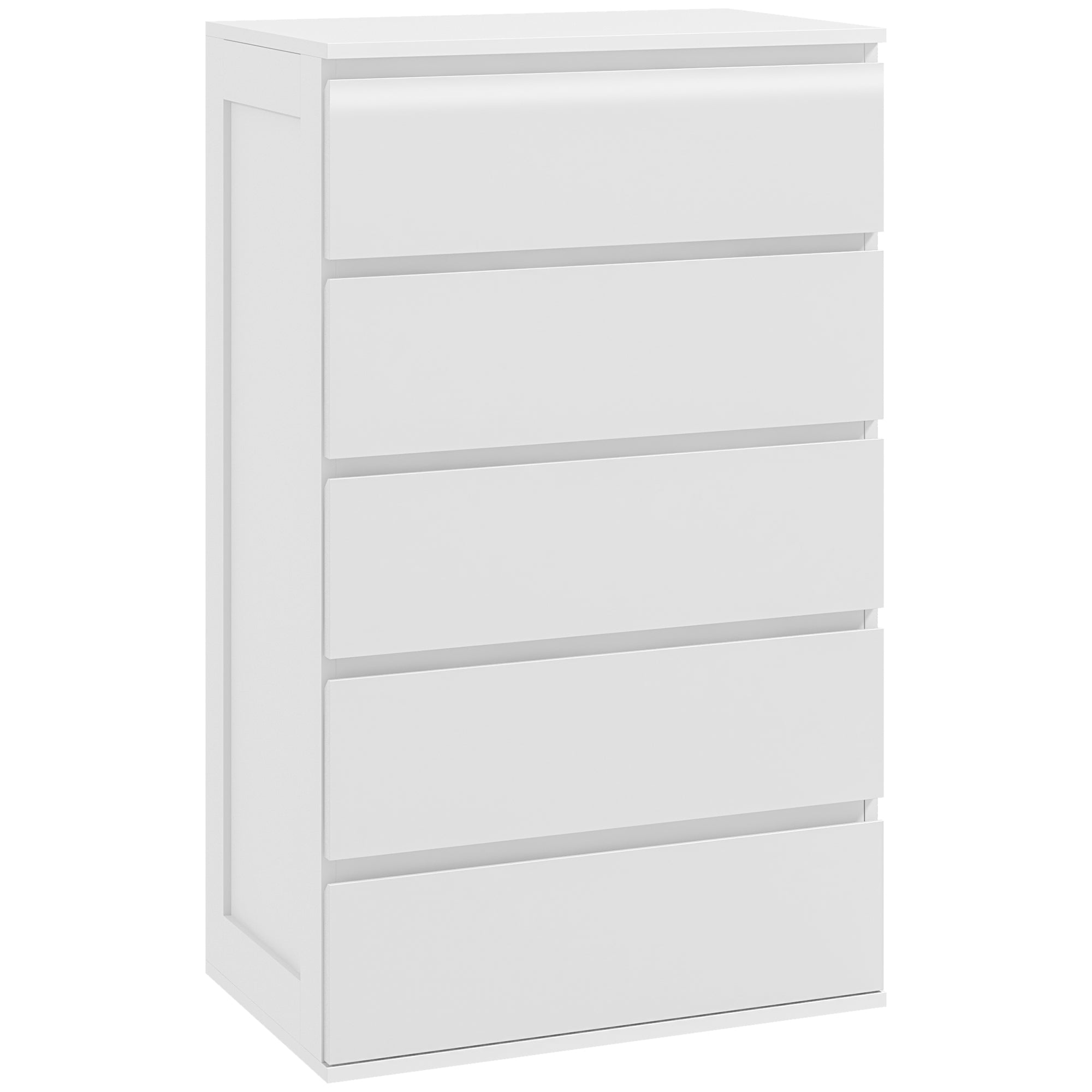 EasyComfort Cassettiera 5 Cassetti in Legno with Maniglie Scanalate, 60x38x100cm, white