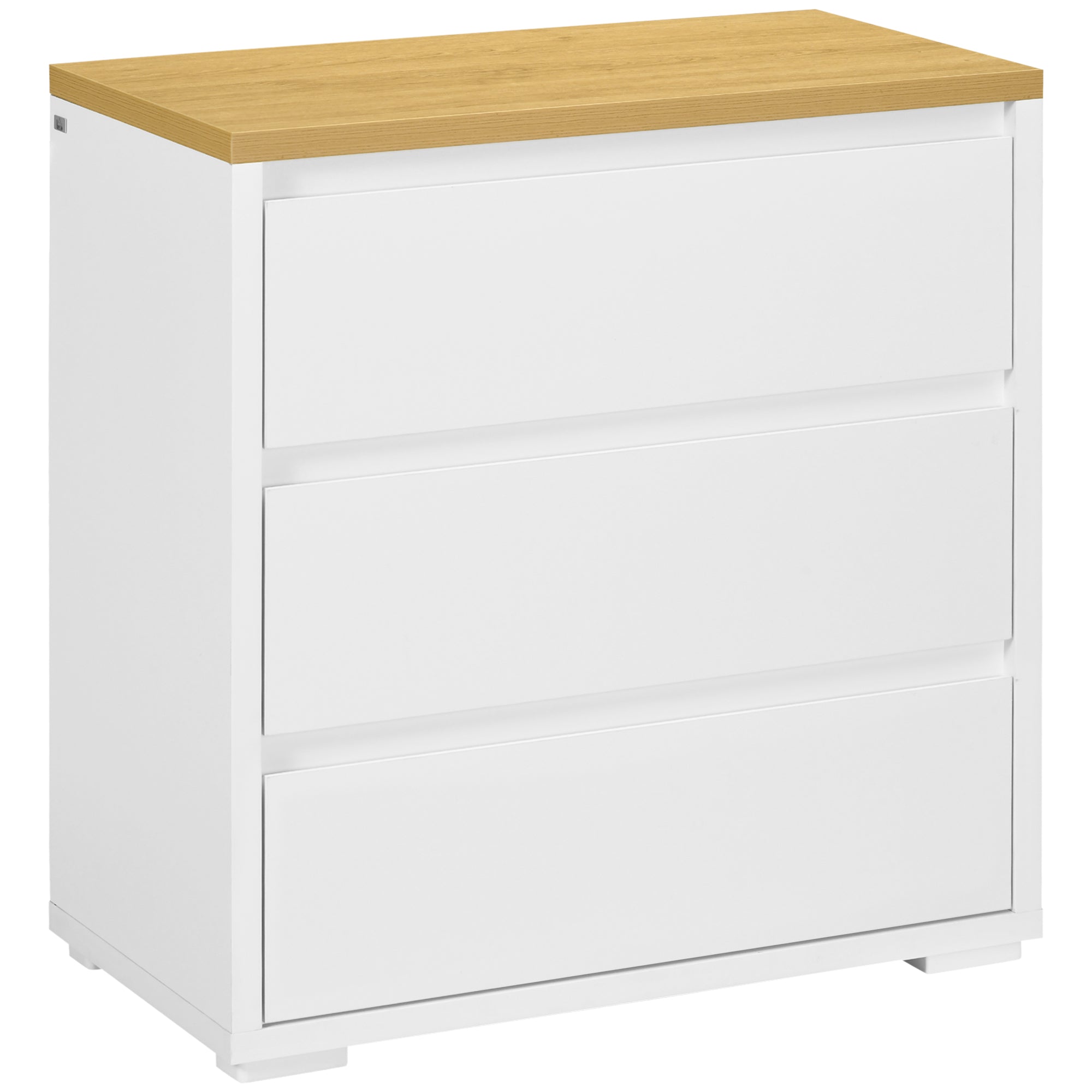 Easycomfort Cassettiera a 3 Cassetti in Truciolato white per Camera da Letto, Studio e Soggiorno, 70Lx37x75cm