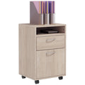 EasyComfort Cassettiera da Ufficio Portadocumenti with Ripiano Aperto e 2 Cassetti, in Legno e Metallo, 40x35x60 cm, Rovere
