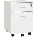 EasyComfort Cassettiera Ufficio a 2 Cassetti con Serratura e 5 Ruote, in Truciolato, 40x49x58 cm, Bianco