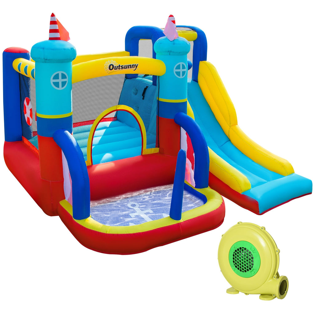 EASYCOMFORT Inflatable Castle 4 in 1 for Children 3-8 Years, Slide and Pool, 265x260x200cm