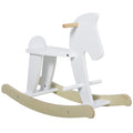 Easycomfort Cavallo a Dondolo Bambini da 1-3 Anni in Legno with Maniglie e Poggiapiedi, 68x26.5x48 cm, white