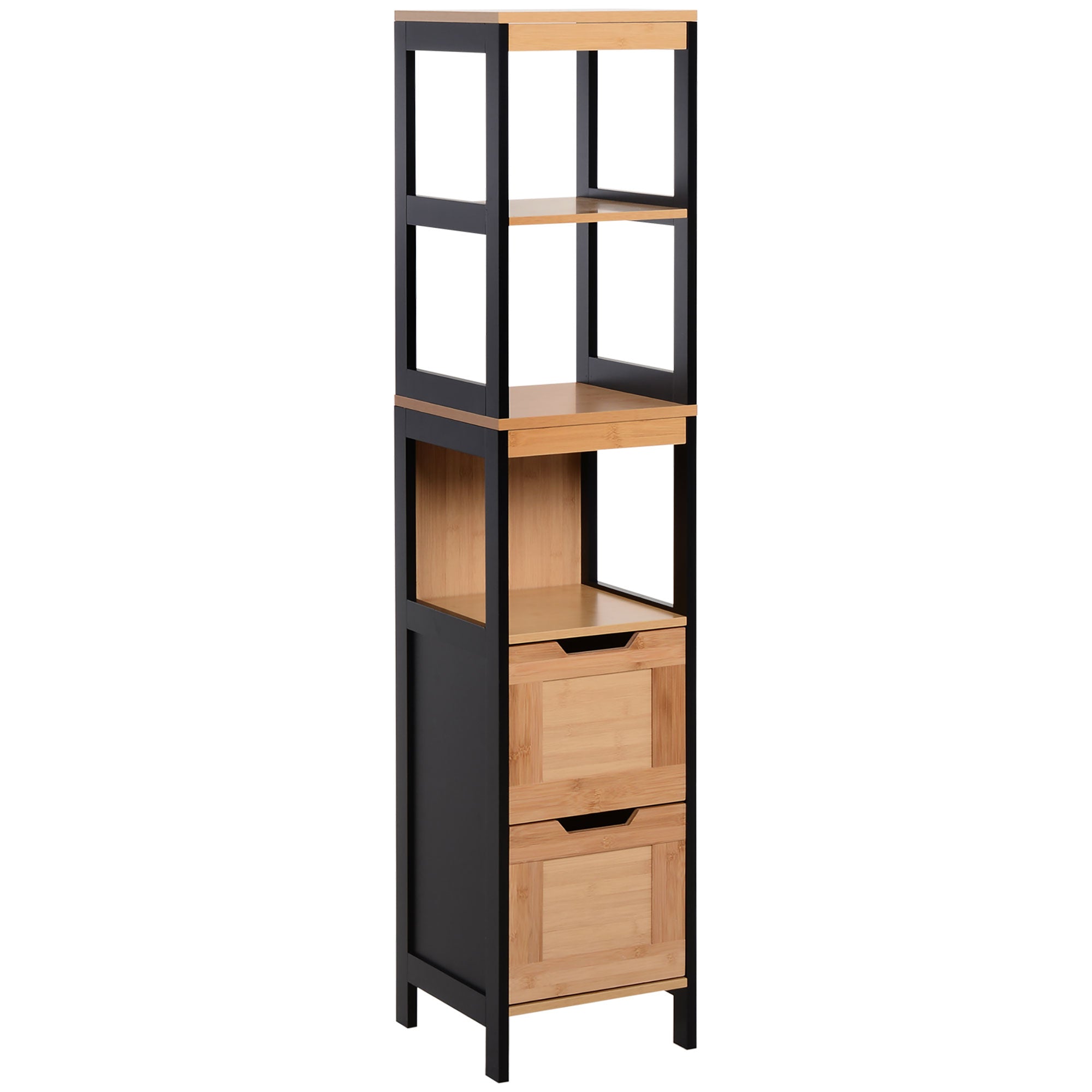 EasyComfort kolomkast badkamer 2 lades 3 open vakken 30x30x144.3 cm