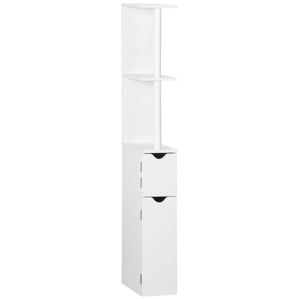 Easycomfort Colonna Bagno with 2 Ripiani e 2 Armadietti, Mobile Alto Salvaspazio 15.2x29.8x118 cm, white