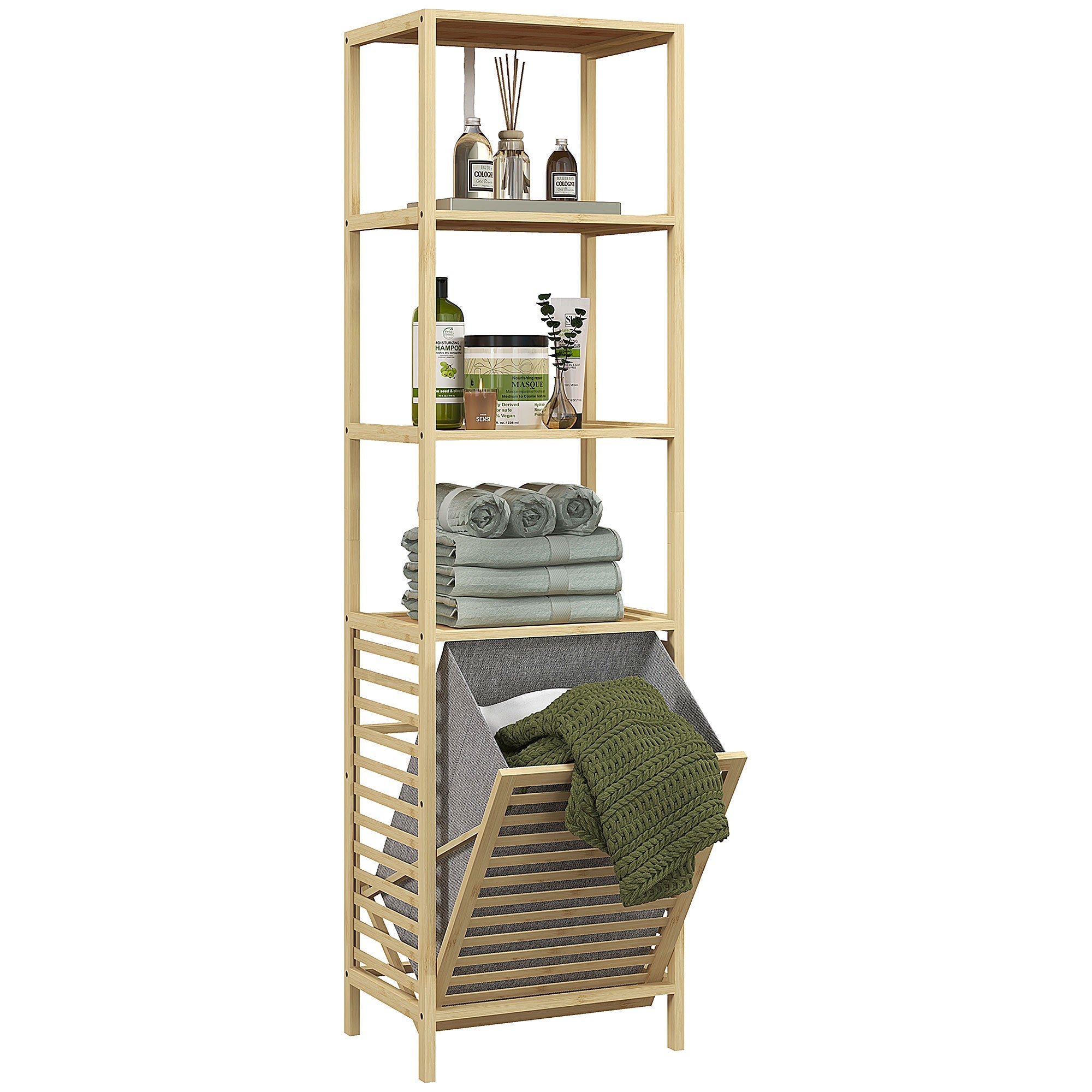EasyComfort Colonna Bagno badkamerkolom met 3 planken en wasmand