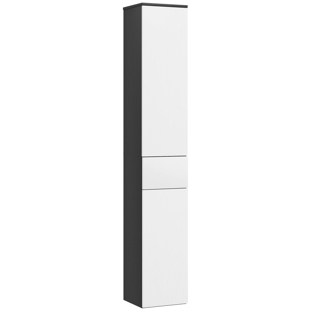 EasyComfort Colonna Bagno Salvaspazio in Legno with 2 Armadietti e Cassetto, 30x28x180 cm, black