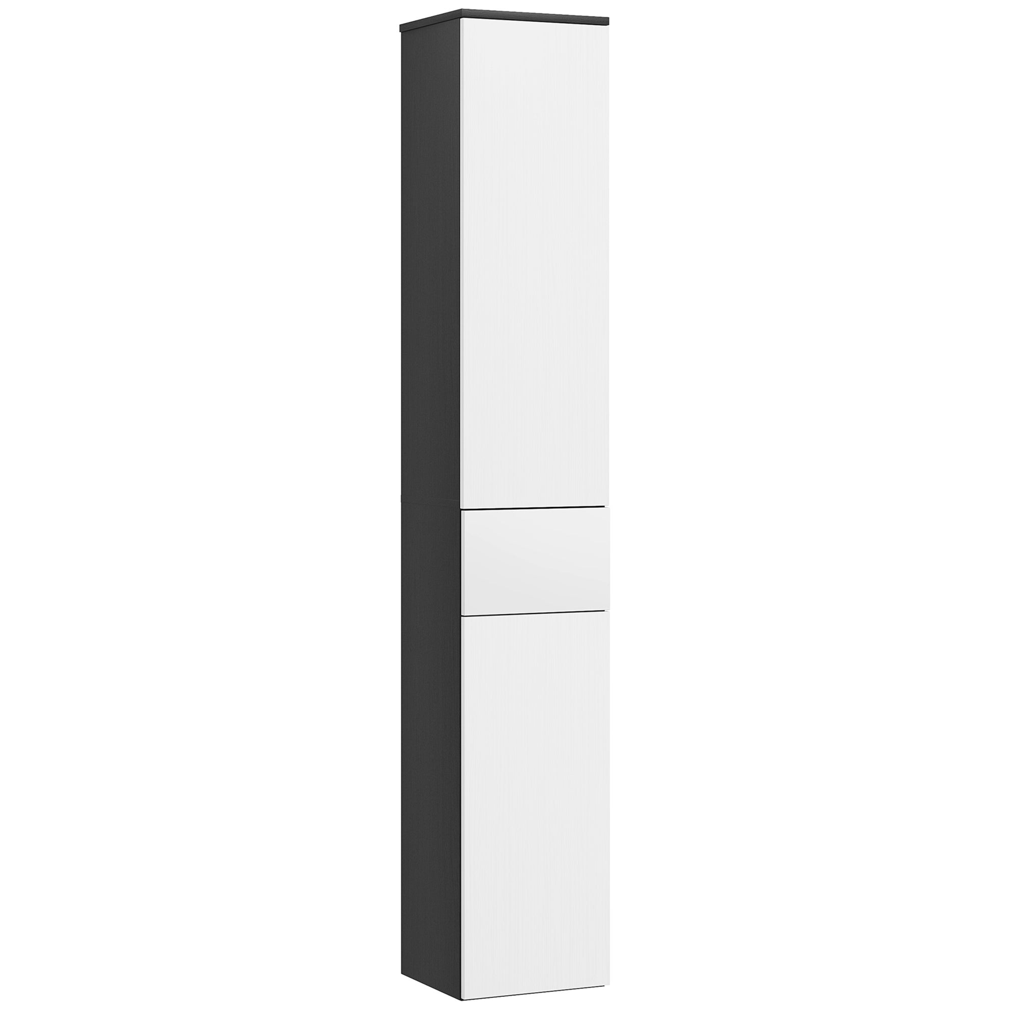 EasyComfort Colonna Bagno Salvaspazio in Legno with 2 Armadietti e Cassetto, 30x28x180 cm, black