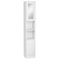 Easycomfort Colonna Bagno Salvaspazio in Legno with Specchio e Apertura a Pressione, 30x28x170cm, white