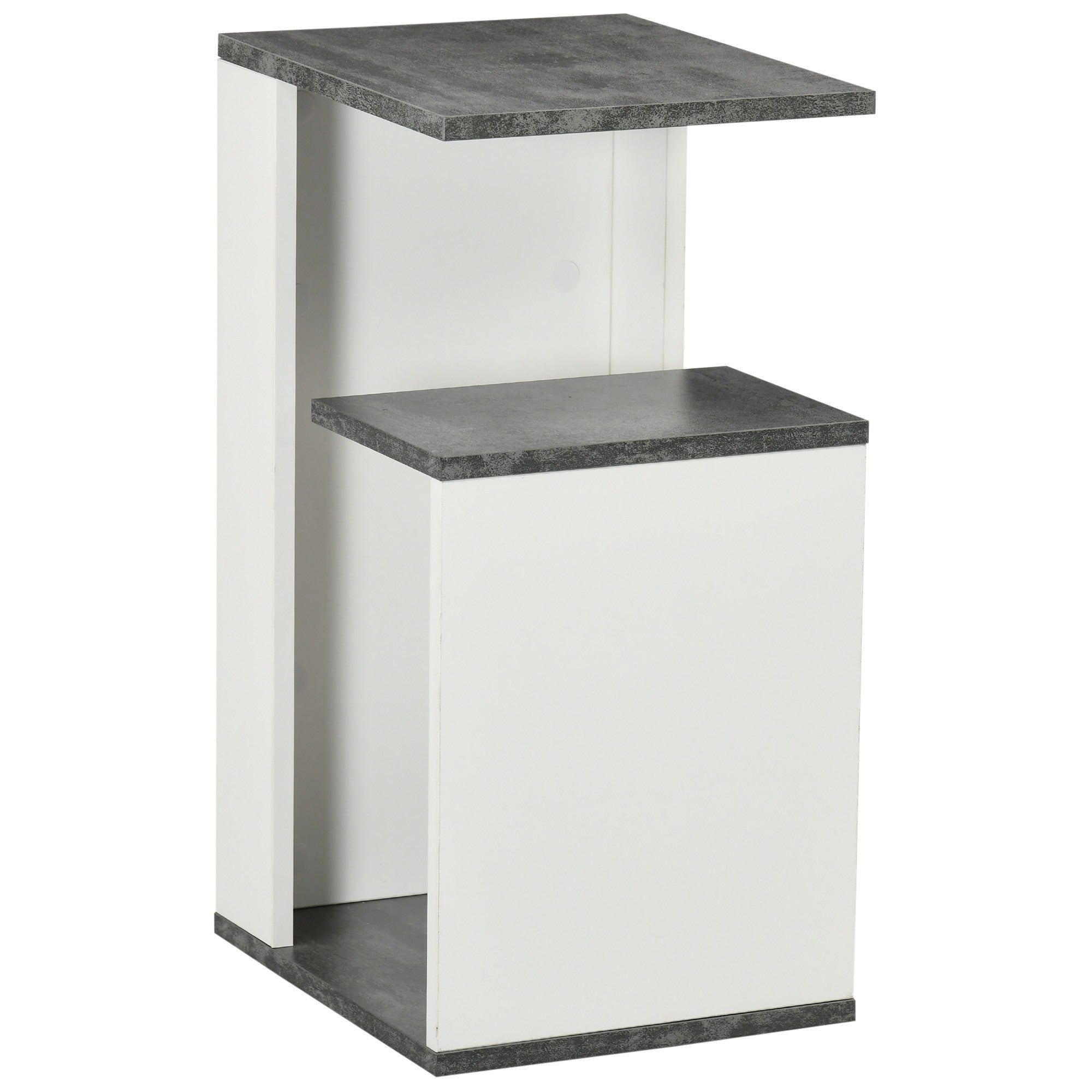 Easycomfort Comodino with Ripiano Aperto in Truciolato dal Design Irregolare, 35x29.5x60 cm, Grigio e white