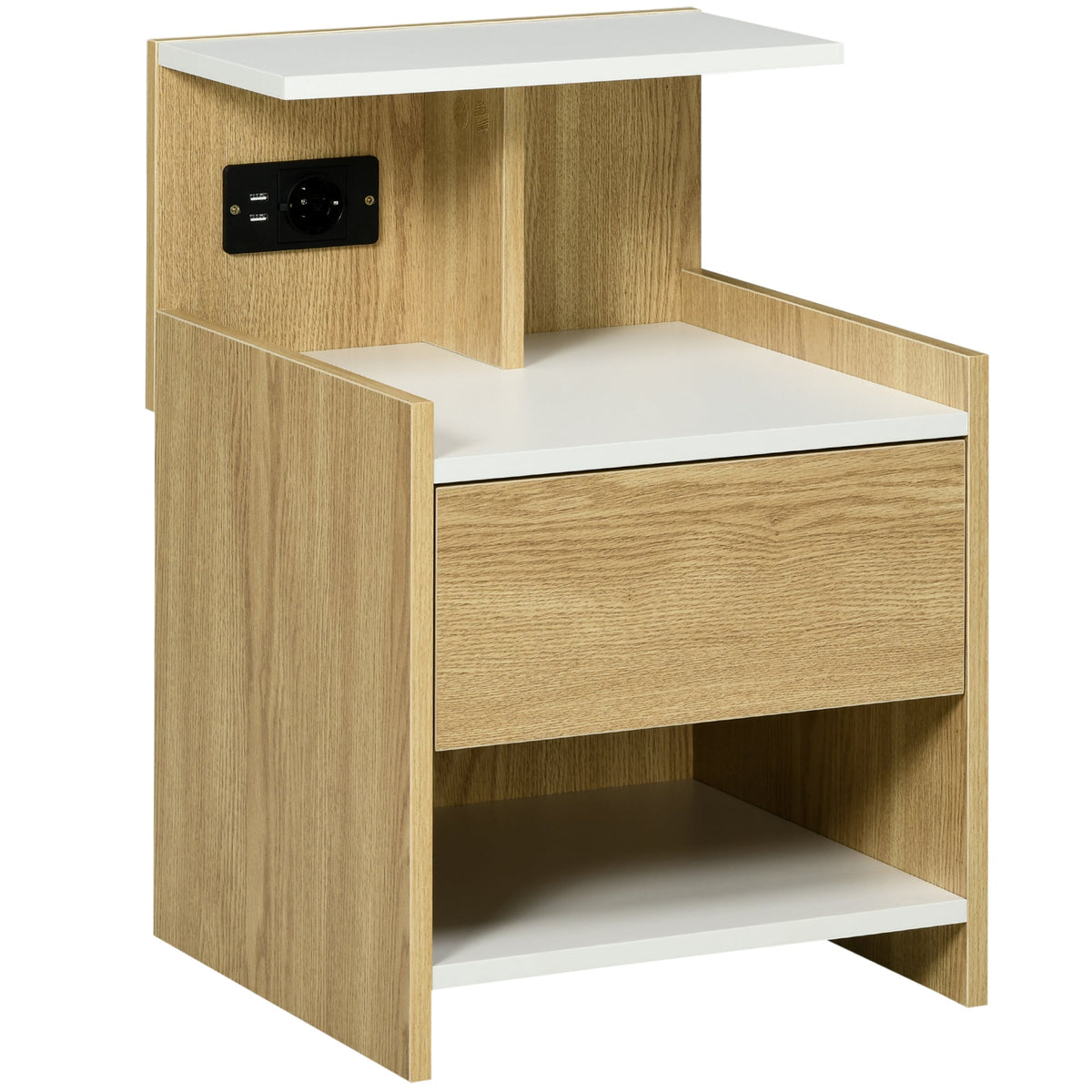 EasyComfort nachtkastje met stopcontact en 2 USB-poorten