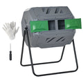 EasyComfort Compostiera da Giardino Girevole a 2 Sezioni with 8 Prese d'Aria, in Acciaio e PP, 71x65x96 cm, Grigio