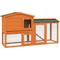 EasyComfort Conigliera a 2 Piani da Esterno in Legno di Abete e Filo di Metallo, 150x45x85 cm, Arancione