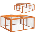 EasyComfort Conigliera da Esterno Pieghevole per 2-3 Roditori con Ingressi Multipli, in Legno e Acciaio, 110x105x50 cm, Arancione