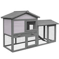 EASYCOMFORT Outdoor Wooden Hutch House with Roof and Fence