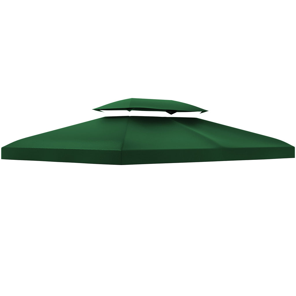 EasyComfort Copertura per Gazebo 4x3 m a 2 Livelli in Poliestere with Cinghie e 10 Fori di Drenaggio, Verde