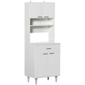 Easycomfort Credenza Alta da Cucina, Madia Classica Bianca in Legno with 2 Armadietti e 1 Mensola, white, 60x40x160cm
