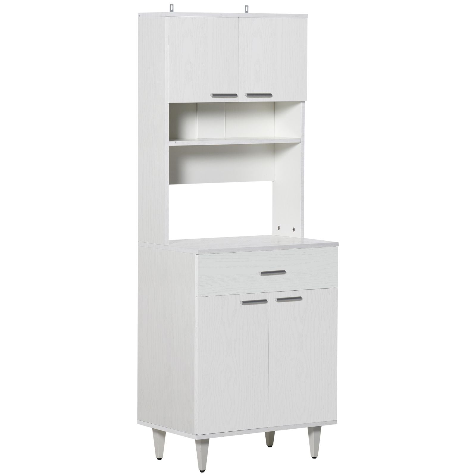 Easycomfort Credenza Alta da Cucina, Madia Classica Bianca in Legno with 2 Armadietti e 1 Mensola, white, 60x40x160cm