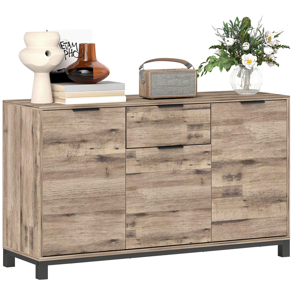 EasyComfort Credenza Buffet in stile Industriale with Cassetto e 3 Armadietti, in Legno Marrone, 120x36.5x70 cm