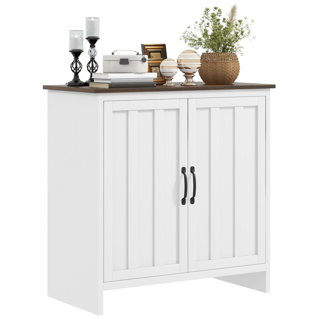 EasyComfort Credenza Cucina Moderna a 2 Ante with Ripiano Regolabile in Legno, 80x39.7x80cm, white